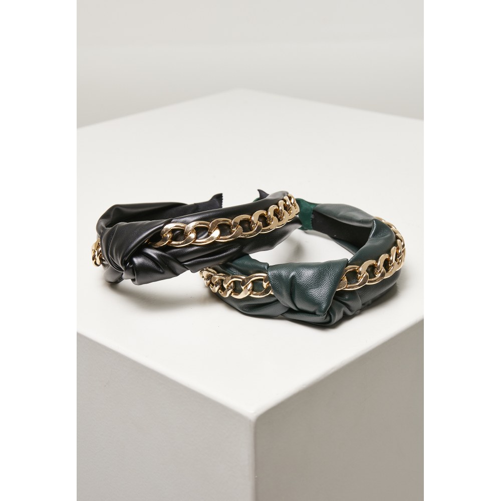 Urban Classics - With Chain 2Pack Haarband - Zwart/Groen